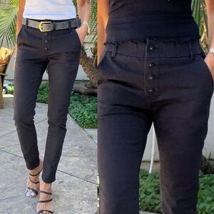 BEVY FLOG Ronit Pants Black Trouser Button Fly Jogger